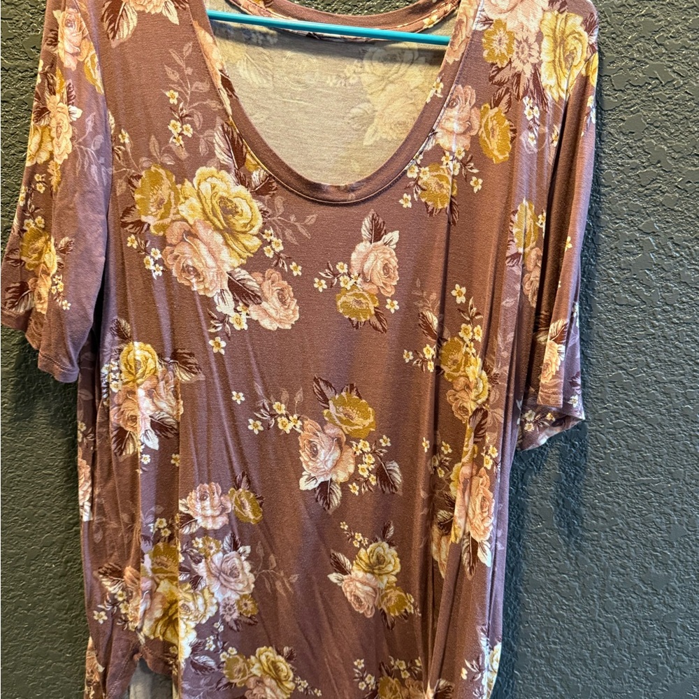 Elegant Floral Women's Tunic - pink mauve